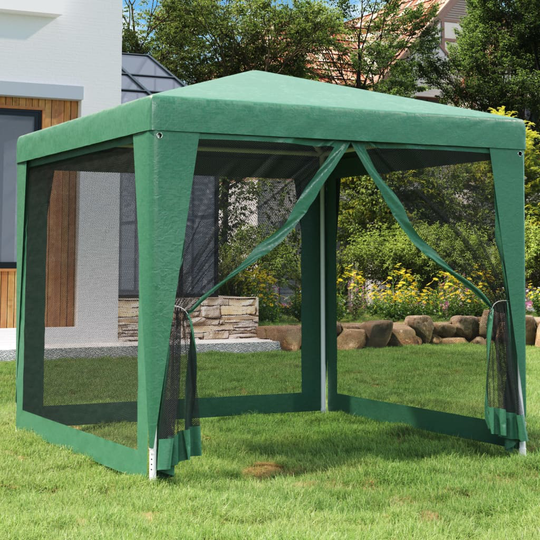 vidaXL Juhlateltta 4 verkkosivuseinää vihreä 2,5x2,5 m HDPE