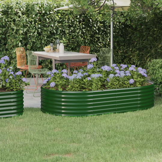 vidaXL Puutarhakukkalaatikko jauhemaalattu teräs 175x100x36 cm vihreä