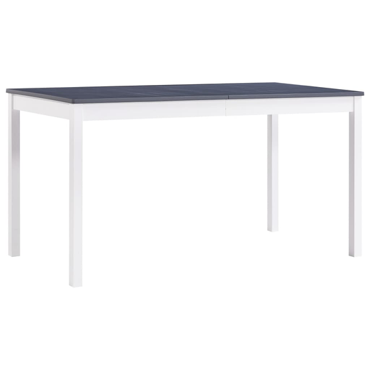 vidaXL Ruokapöytä valkoinen ja harmaa 140x70x73 cm mänty