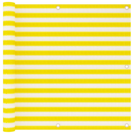 vidaXL Parvekkeen suoja keltainen ja valkoinen 90x500 cm HDPE