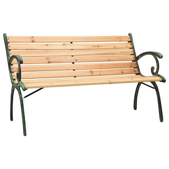 vidaXL Puutarhapenkki 123 cm valurauta ja täysi kuusi