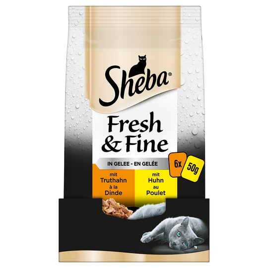 Sheba Fresh & Fine 6 x 50 g - kalkkuna & kana hyytelössä