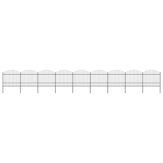 vidaXL Puutarha-aita keihäskärjillä teräs (1,5-1,75)x15,3 m musta