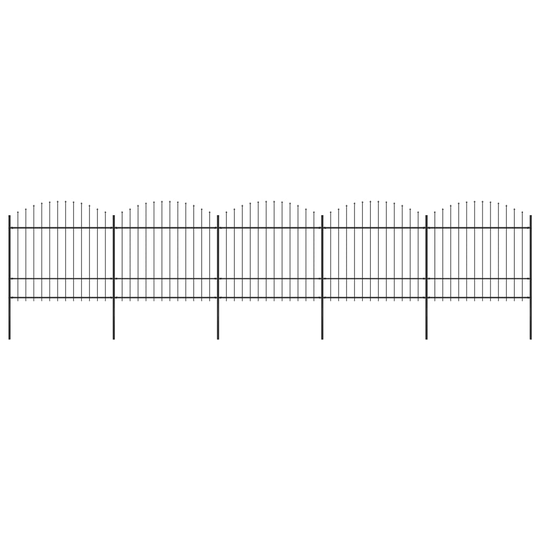 vidaXL Puutarha-aita keihäskärjillä teräs (1,5-1,75)x8,5 m musta