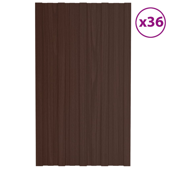 vidaXL Kattopaneeli 36 kpl galvanoitu teräs ruskea 80x45 cm