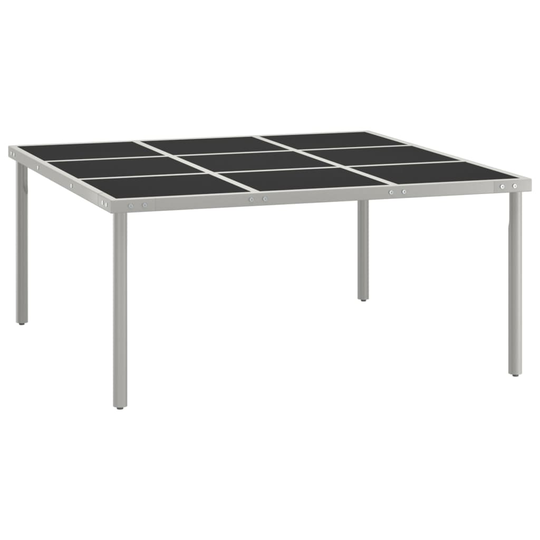 vidaXL Puutarhan ruokapöytä 170x170x74,5 cm lasi ja teräs