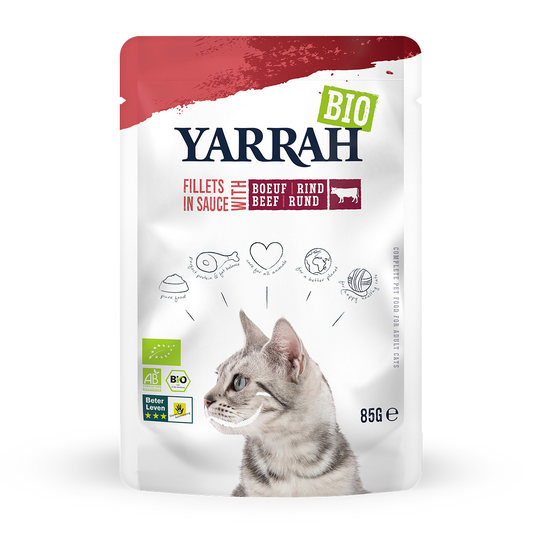 Yarrah Bio Fillets in Sauce -säästöpakkaus 28 x 85 g - nauta