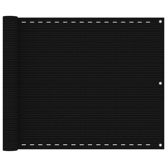 vidaXL Parvekkeen suoja musta 75x300 cm HDPE