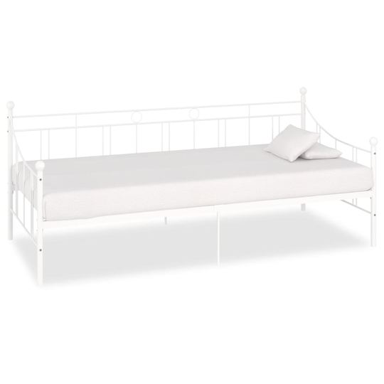 vidaXL Päivävuoteenrunko valkoinen metalli 90x200 cm