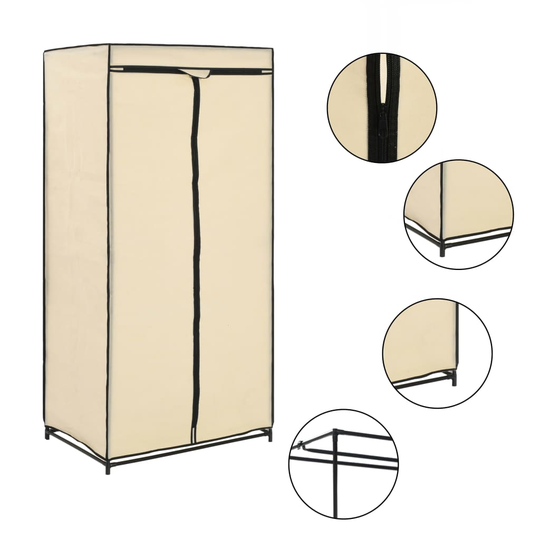 vidaXL Vaatekaappi kerma 75x50x160 cm