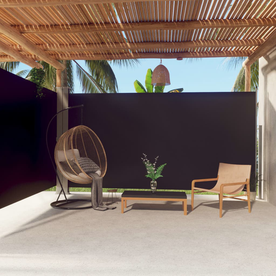 vidaXL Sisäänvedettävä sivumarkiisi musta 200x600 cm