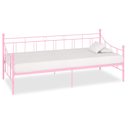 vidaXL Päivävuoteenrunko pinkki metalli 90x200 cm