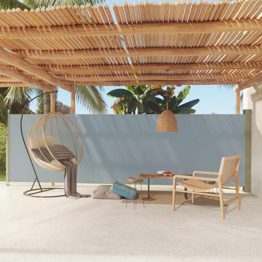 vidaXL Sisäänvedettävä terassin sivumarkiisi 160x600 cm harmaa