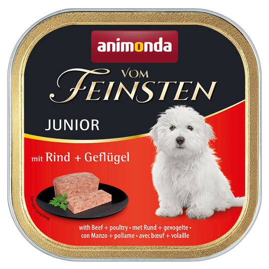 6 x 150 g Animonda vom Feinsten koiranruoka: 5 + 1 kaupan päälle! - Junior: nauta & siipikarja