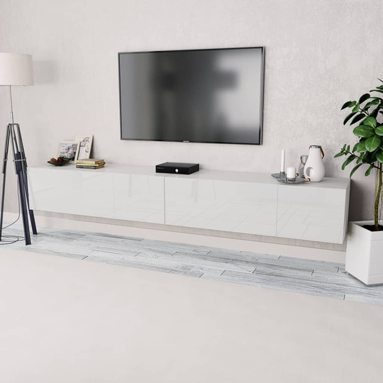 vidaXL TV-taso 2 kpl Lastulevy 120x40x34 cm Korkeakiilto Valkoinen