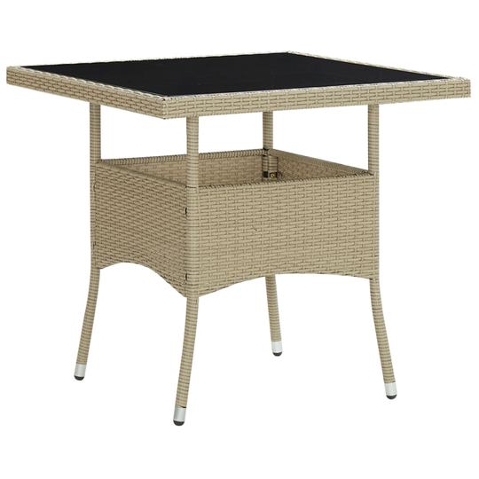vidaXL Ulkoruokapöytä beige polyrottinki ja lasi