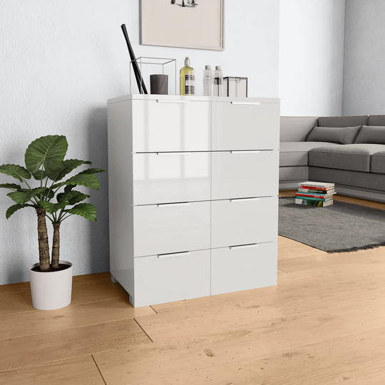 vidaXL Senkki korkeakiiltoinen valkoinen 60x35x80 cm lastulevy