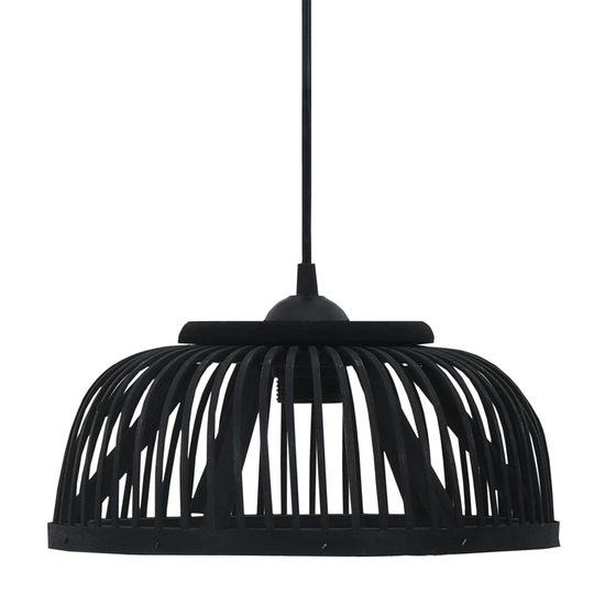 vidaXL Riippuvalaisin musta bambu 40 W 37x15,5 cm puolipyöreä E27