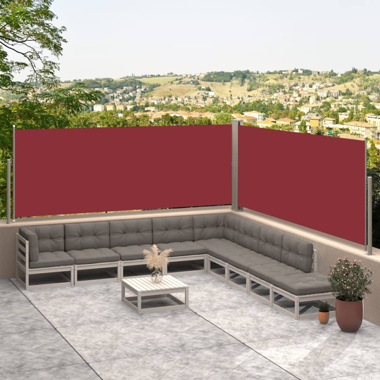 vidaXL Sisäänvedettävä sivumarkiisi punainen 117x600 cm