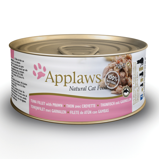Applaws in Broth -kissanruoka 6 x 70 g - tonnikalafile & katkarapu