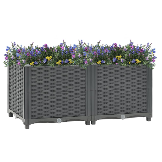 vidaXL Korotettu kukkalaatikko 80x40x38 cm polypropeeni