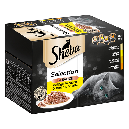 Sheba-rasialajitelma säästöpakkauksessa 144 x 85 g - Selection in Sauce