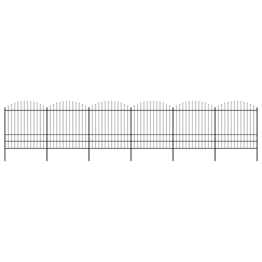 vidaXL Puutarha-aita keihäskärjillä teräs (1,75-2)x10,2 m musta