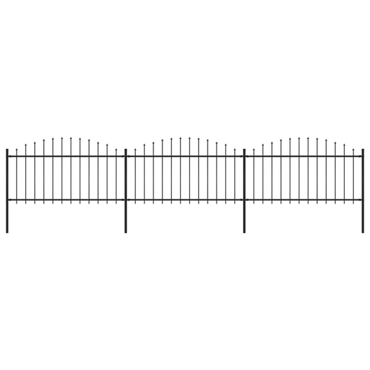 vidaXL Puutarha-aita keihäskärjillä teräs (1,25-1,5)x5,1 m musta