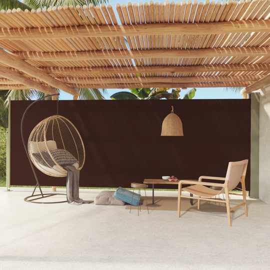 vidaXL Terassin sisäänvedettävä sivumarkiisi 200x600 cm ruskea