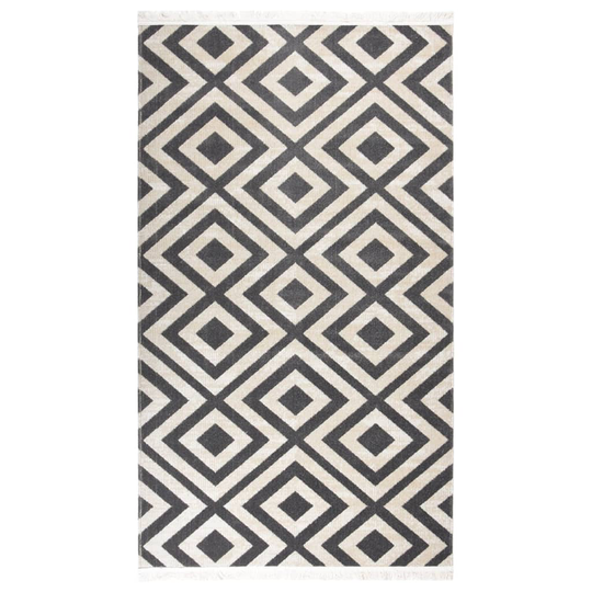 vidaXL Ulkomatto litteä kudos 115x170 cm vaalea musta ja vaalea beige