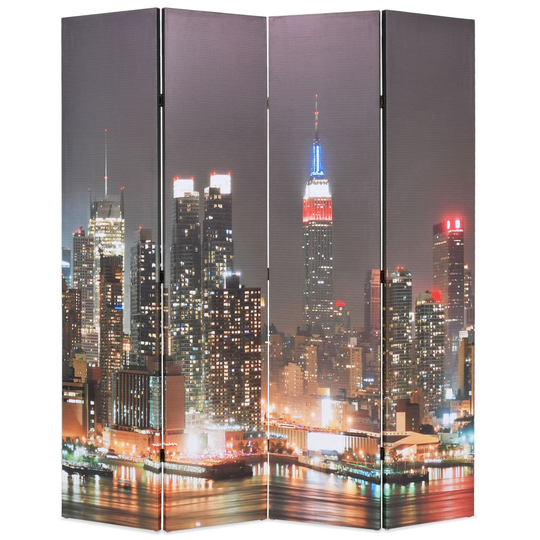 vidaXL Taitettava tilanjakaja 160x170 cm New Yorkin yömaisema