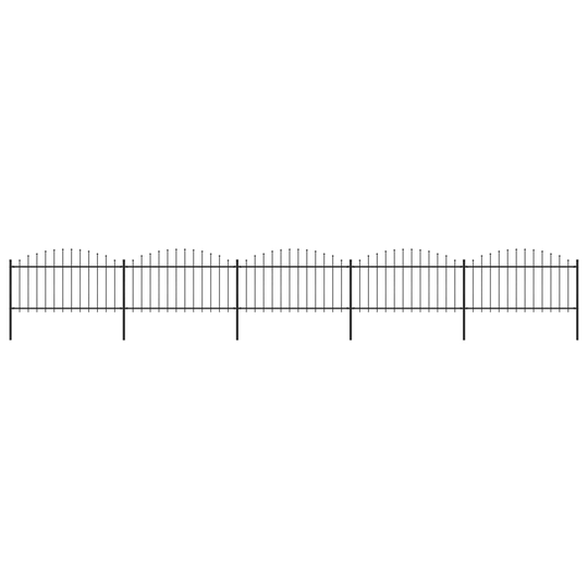 vidaXL Puutarha-aita keihäskärjillä teräs (1,25-1,5)x8,5 m musta