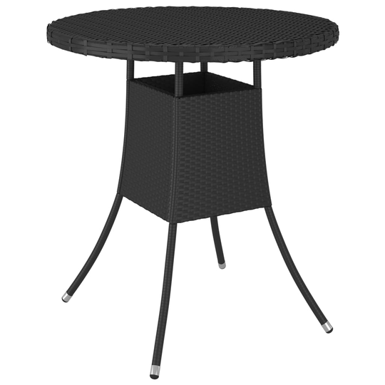 vidaXL Puutarhapöytä musta 70x70x73 cm polyrottinki