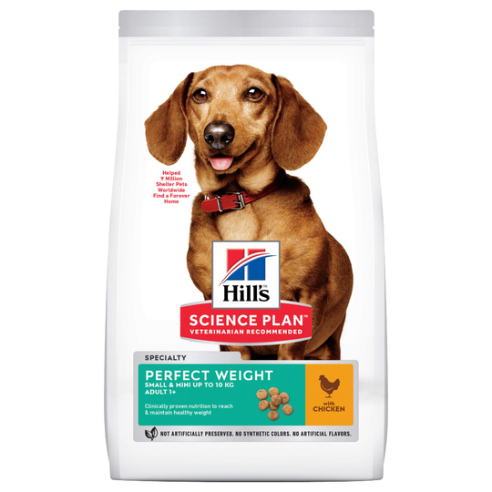 Hill's Science Plan -kevytruoka koirille erikoishintaan! - Adult 1+ Perfect Weight Small & Mini Chicken (6 kg)