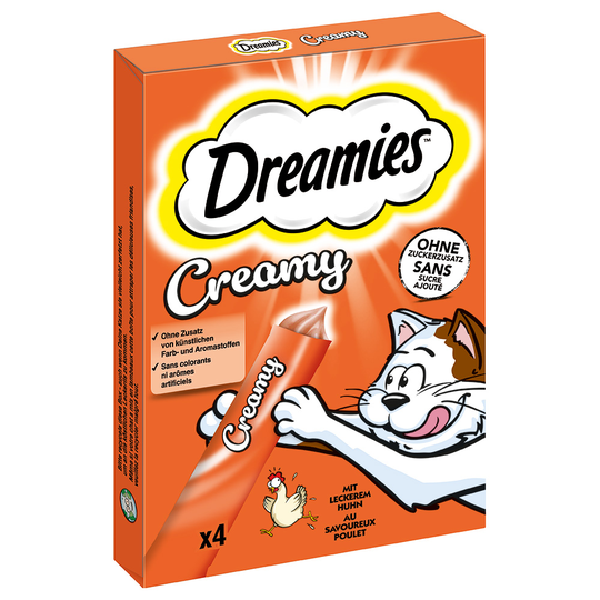 Dreamies-kissanherkut erikoishintaan! - Creamy Snacks: kana (4 x 10 g)