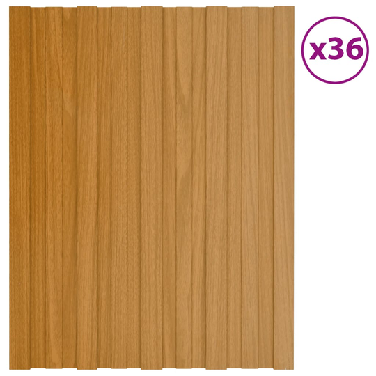 vidaXL Kattopaneeli 36 kpl galvanoitu teräs vaalea puu 60x45 cm