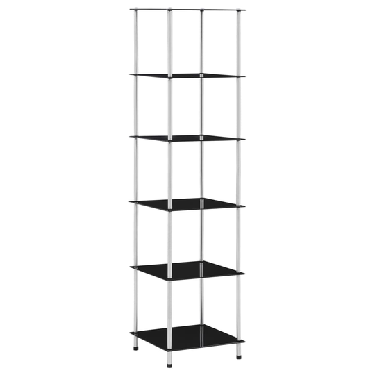 vidaXL 6-kerroksinen hylly musta 40x40x160 cm karkaistu lasi