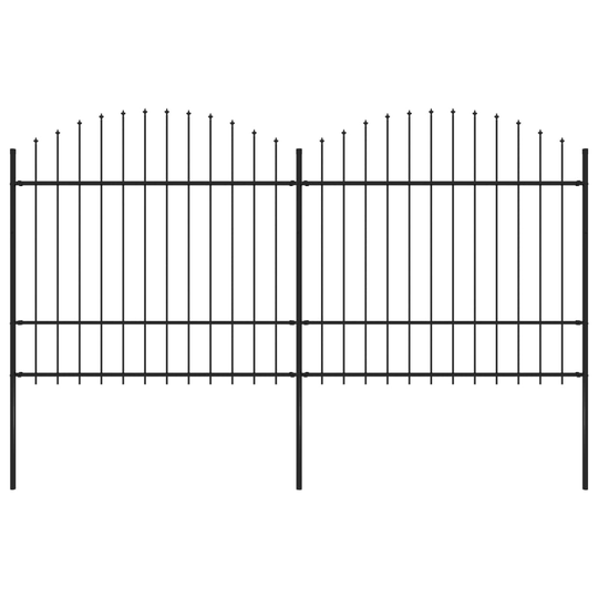 vidaXL Puutarha-aita keihäskärjillä teräs (1,5-1,75)x3,4 m musta