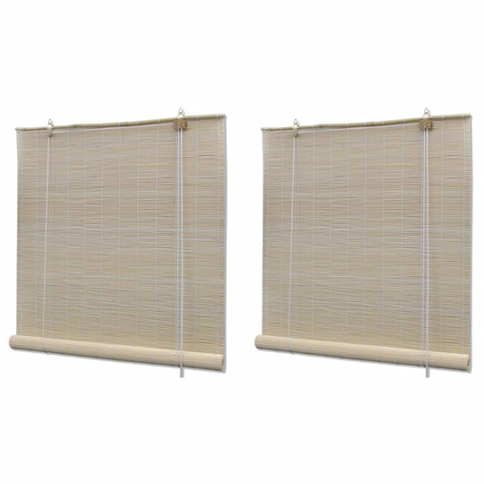 vidaXL Luonnolliset bambu rullaverhot 2 kpl 120x160 cm