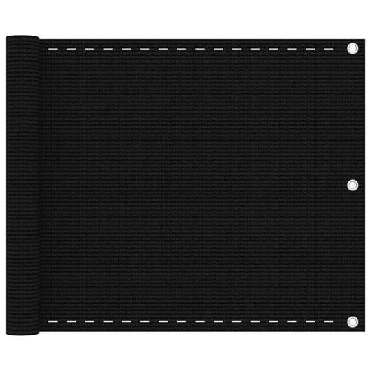 vidaXL Parvekkeen suoja musta 75x600 cm HDPE