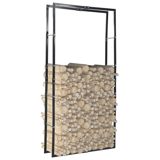vidaXL Polttopuuteline musta 100x25x200 cm teräs