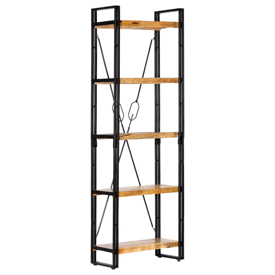 vidaXL 5-tasoinen kirjahylly 60x30x180 cm täysi mangopuu