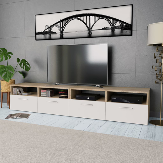 vidaXL TV-tasot 2 kpl lastulevy 95x35x36 cm tammi ja valkoinen