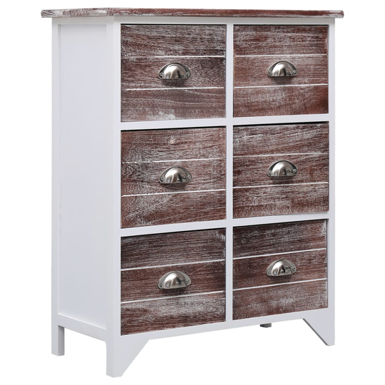 vidaXL Sivukaappi kuudella laatikolla ruskea 60x30x75 cm keisaripuu