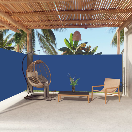 vidaXL Sisäänvedettävä sivumarkiisi sininen 160x600 cm