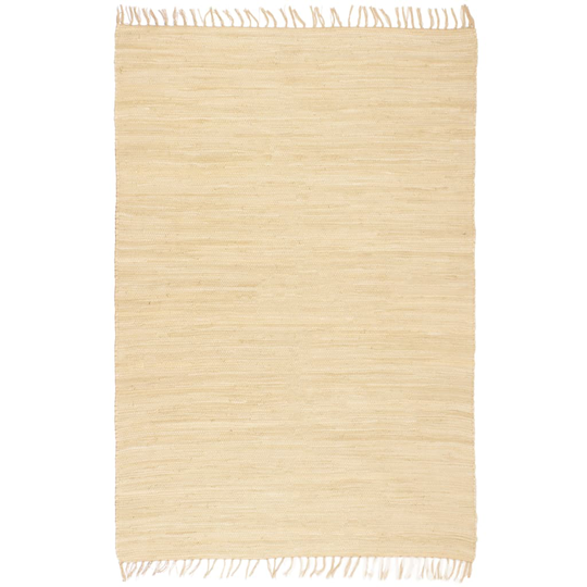 vidaXL Käsin kudottu Chindi-matto puuvilla 80x160 cm kerma