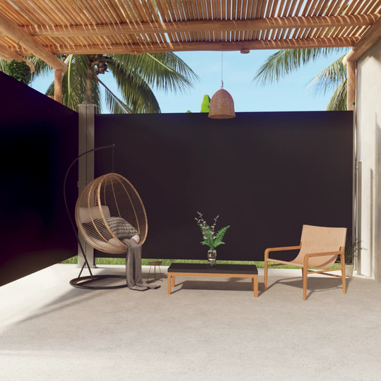 vidaXL Sisäänvedettävä sivumarkiisi musta 220x600 cm