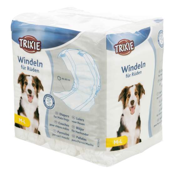 Trixie-vaipat uroksille - koko M-L: 46-60 cm, 12 kpl