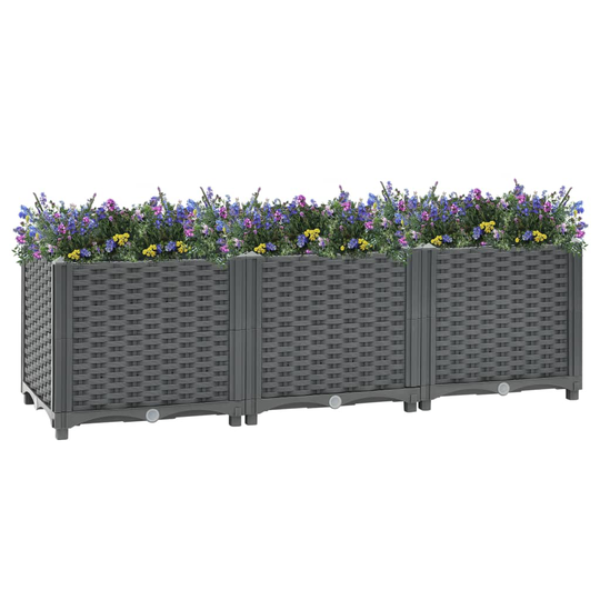 vidaXL Korotettu kukkalaatikko 120x40x38 cm polypropeeni