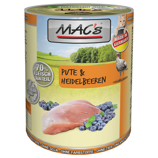 MAC´s Cat -säästöpakkaus 24 x 400 g - kalkkuna & mustikka